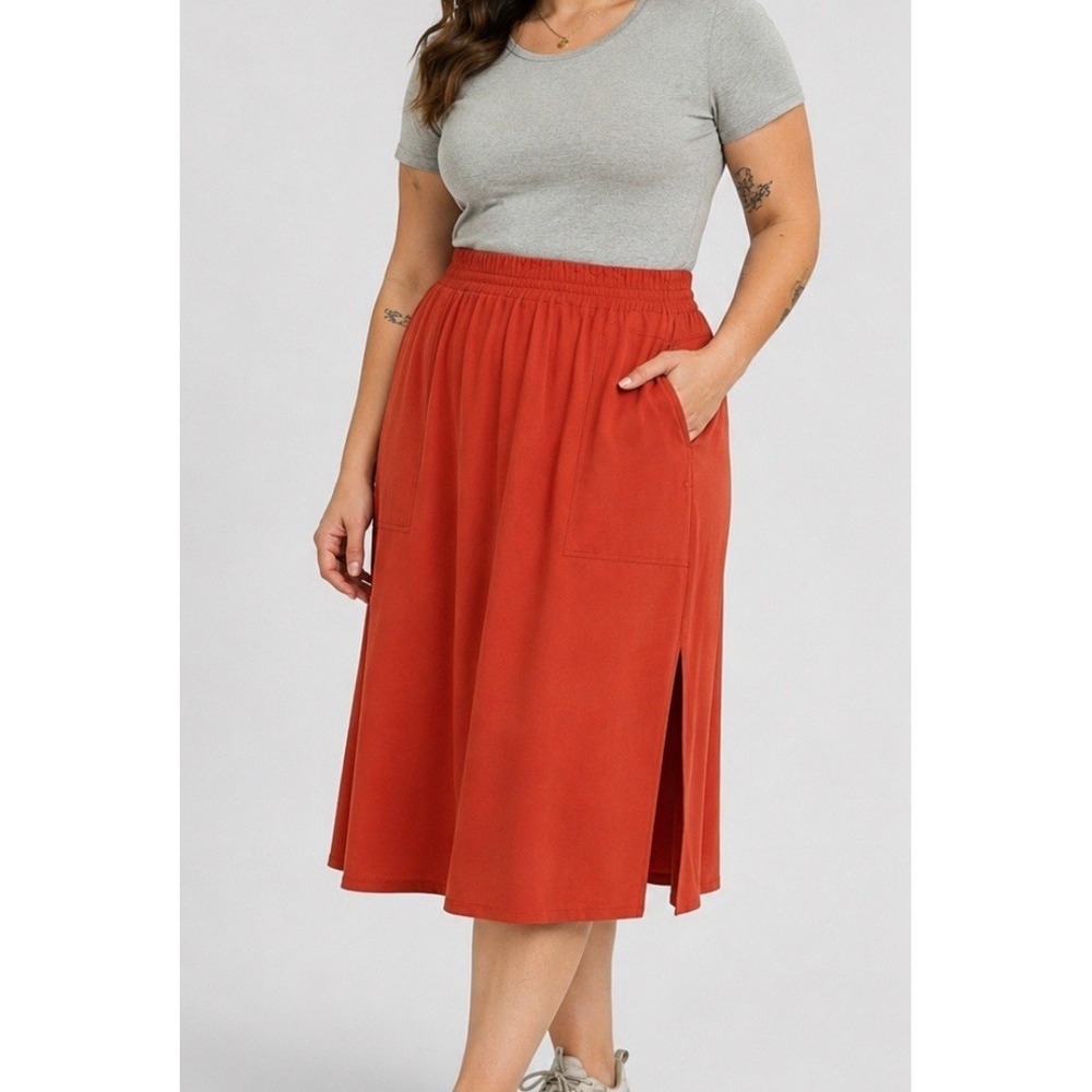 Athleta Midi Skirt Women XL Savannah Athleisure Zip Pockets Lightweight EUC